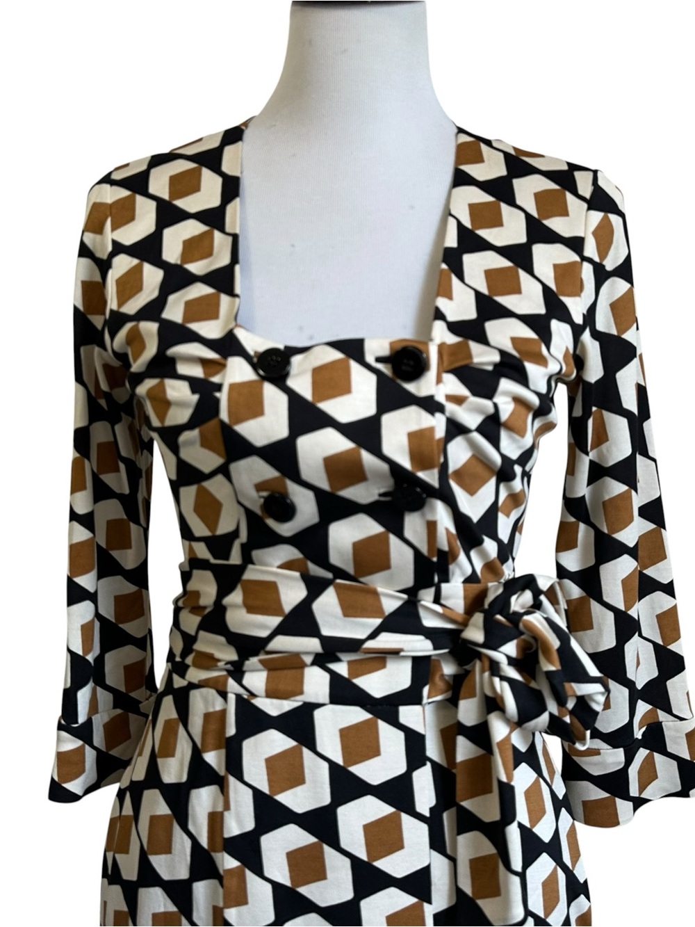 DIANE VON FURSTENBERG Womens Dutch Silk Double Breasted Wrap Dress Size 4 - Picture 3 of 15
